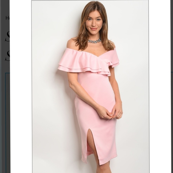 LUXMI Dresses & Skirts - ❣! PINK OFF SHOULDER DRESS 💖